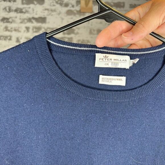 Peter Millar | mens crewneck merino wool and silk blend  sweater - Picture 1 of 6